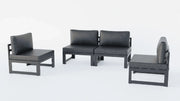 Chelsea 4-Piece Middle Patio Chairs Black Aluminum With Cushions - Elax Furniture