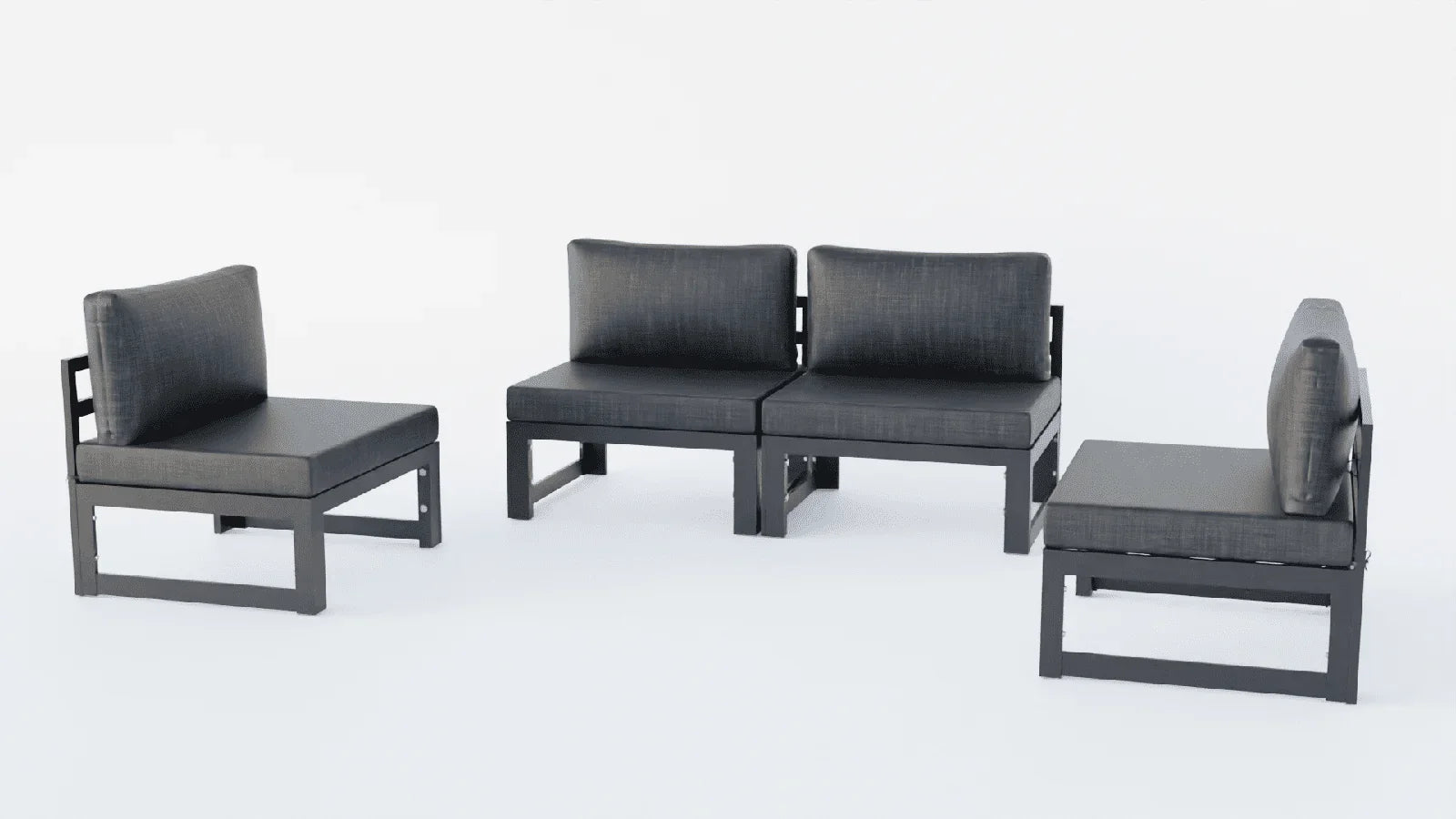 Chelsea 4-Piece Middle Patio Chairs Black Aluminum With Cushions - Elax Furniture