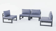 Chelsea 4-Piece Middle Patio Chairs Black Aluminum With Cushions - Elax Furniture