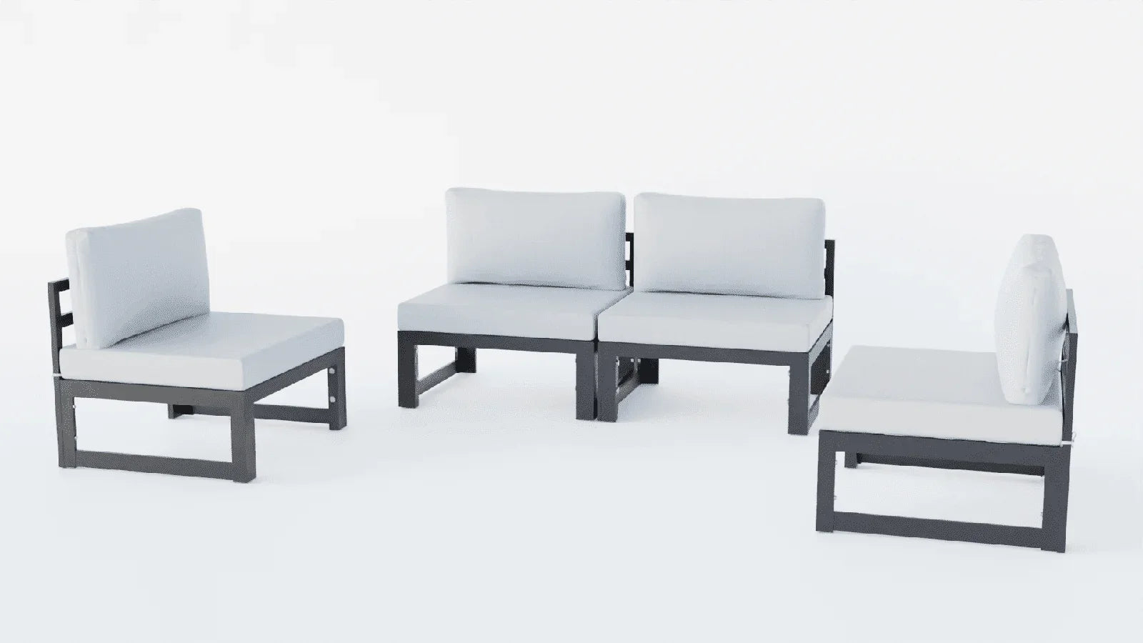 Chelsea 4-Piece Middle Patio Chairs Black Aluminum With Cushions - Elax Furniture