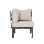 Chelsea 7-Piece Patio Sectional Set in Black Aluminum with Fire Pit Table - Elax Furniture