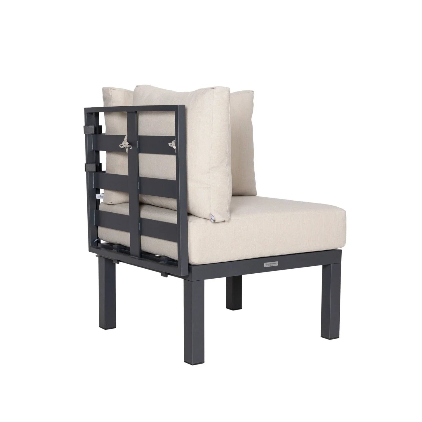 Chelsea 7-Piece Patio Sectional Set in Black Aluminum with Fire Pit Table - Elax Furniture