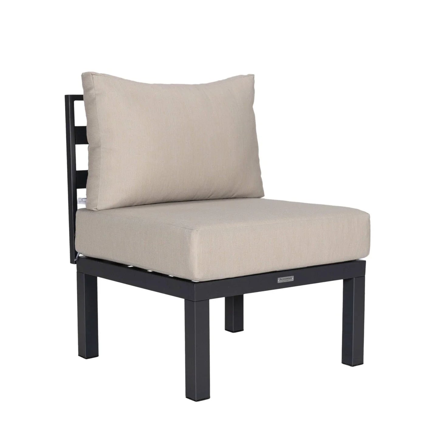 Chelsea 7-Piece Patio Sectional Set in Black Aluminum with Fire Pit Table - Elax Furniture