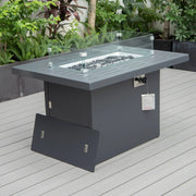 Chelsea 7-Piece Patio Sectional Set in Black Aluminum with Fire Pit Table - Elax Furniture