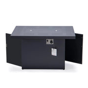 Chelsea 7-Piece Patio Sectional Set in Black Aluminum with Fire Pit Table - Elax Furniture