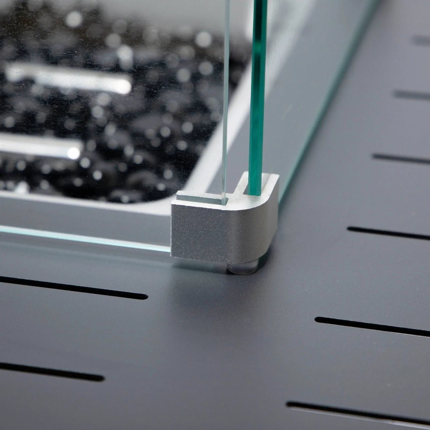 Chelsea 7-Piece Patio Sectional Set in Black Aluminum with Fire Pit Table - Elax Furniture