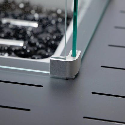 Chelsea 7-Piece Patio Sectional Set in Black Aluminum with Fire Pit Table - Elax Furniture