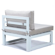Chelsea 7-Piece Patio Sectional And Fire Pit Table In White Aluminum With Cushions - Elax Furniture
