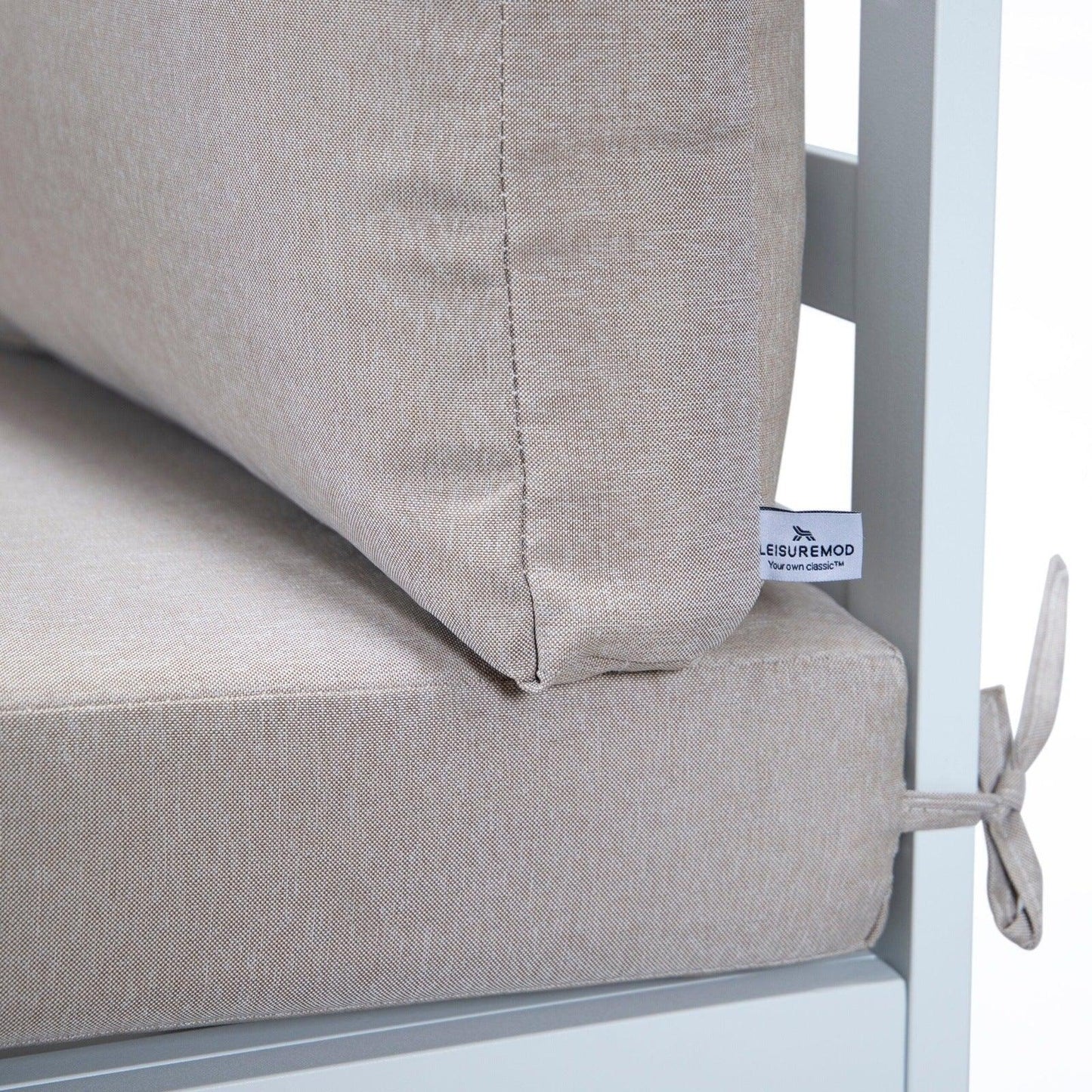 Chelsea 7-Piece Patio Sectional And Fire Pit Table In White Aluminum With Cushions - Elax Furniture