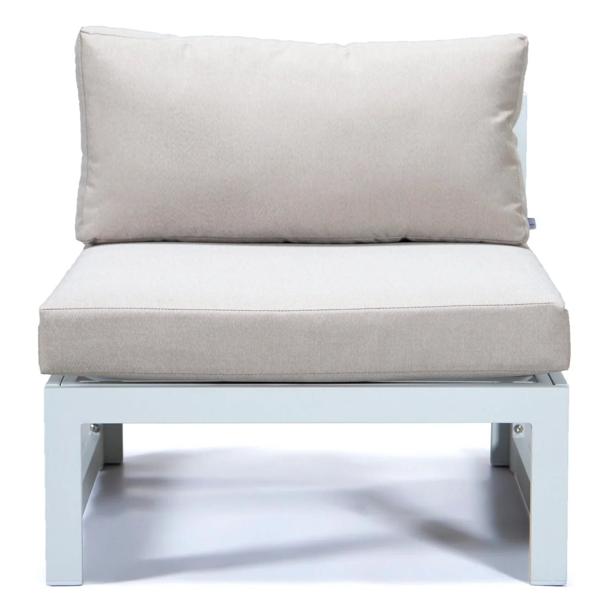 Chelsea 7-Piece Patio Sectional And Fire Pit Table In White Aluminum With Cushions - Elax Furniture