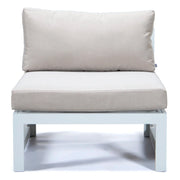 Chelsea 7-Piece Patio Sectional And Fire Pit Table In White Aluminum With Cushions - Elax Furniture