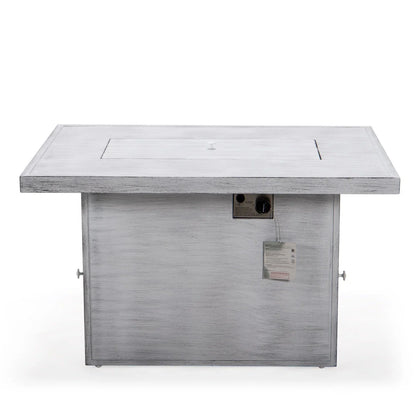 Chelsea 7-Piece Patio Sectional And Fire Pit Table In Weathered Grey Aluminum With Cushions - Elax Furniture