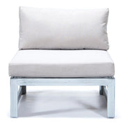 Chelsea 7-Piece Patio Sectional And Fire Pit Table In Weathered Grey Aluminum With Cushions - Elax Furniture