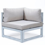 Chelsea 7-Piece Patio Sectional And Fire Pit Table In Weathered Grey Aluminum With Cushions - Elax Furniture