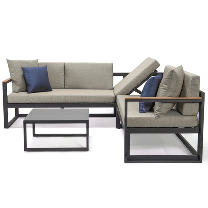 Chelsea Black Sectional With Adjustable Headrest & Coffee Table With Two Tone Cushions - Elax Furniture