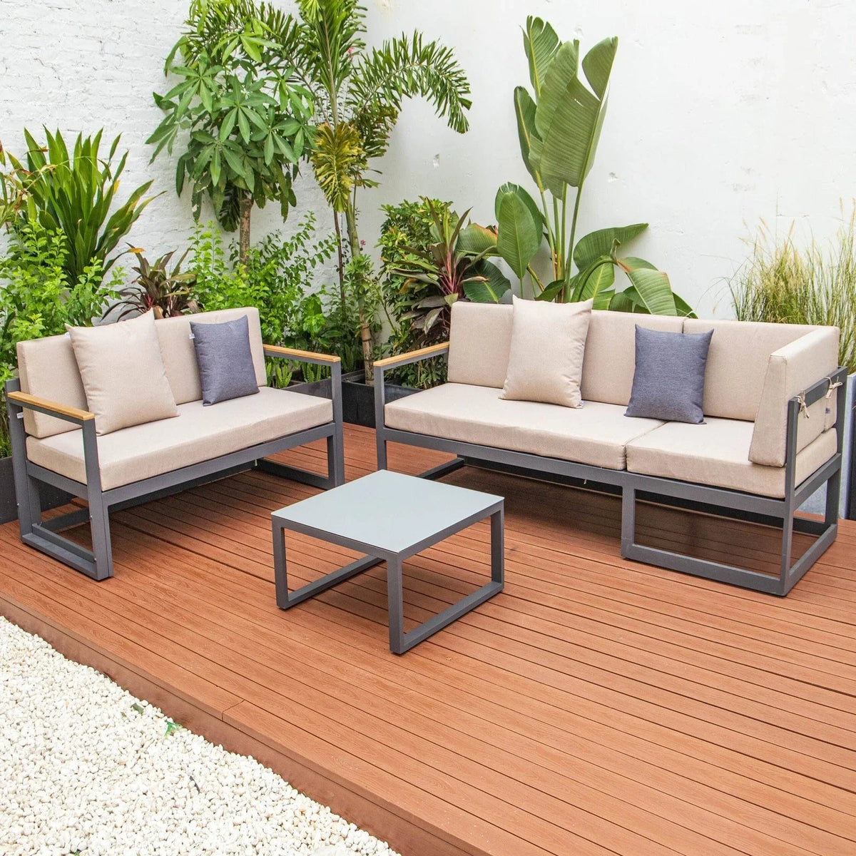 Chelsea Black Sectional With Adjustable Headrest & Coffee Table With Two Tone Cushions - Elax Furniture