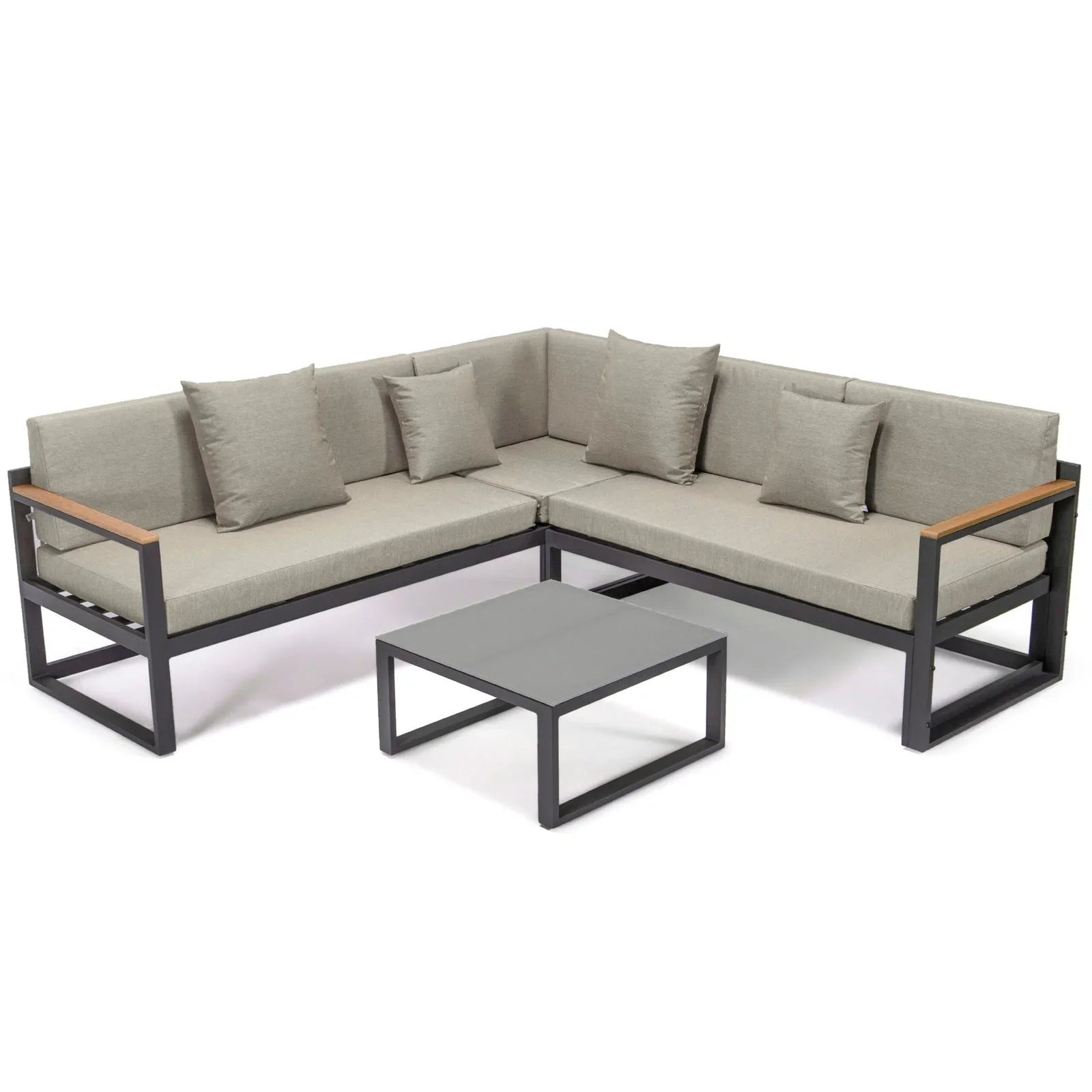 Chelsea Black Sectional With Adjustable Headrest & Coffee Table With Cushions - Elax Furniture