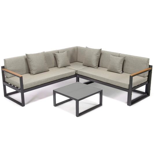 Chelsea Black Sectional With Adjustable Headrest & Coffee Table With Cushions - Elax Furniture