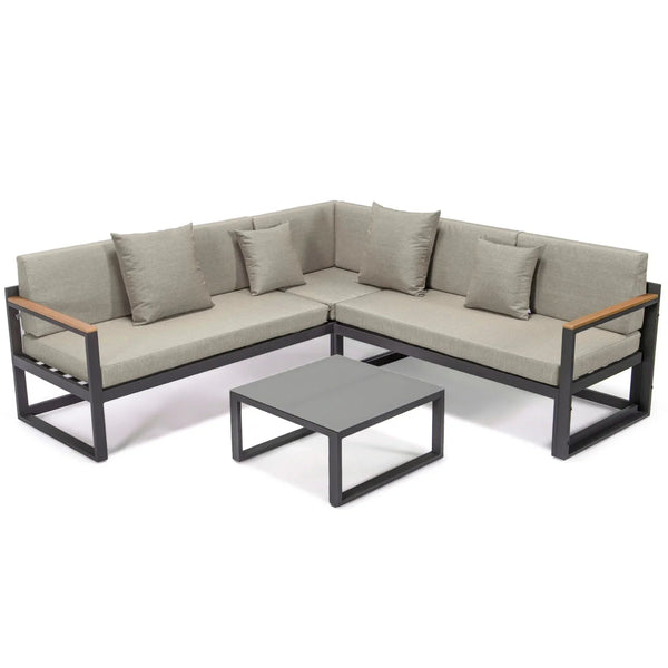 Chelsea Black Sectional With Adjustable Headrest & Coffee Table With Cushions - Elax Furniture