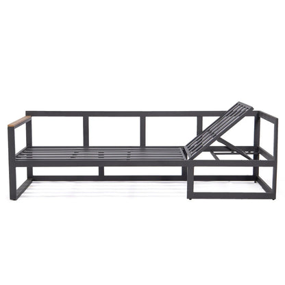 Chelsea Black Sectional With Adjustable Headrest & Coffee Table With Cushions - Elax Furniture