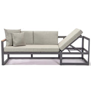 Chelsea Black Sectional With Adjustable Headrest & Coffee Table With Cushions - Elax Furniture