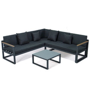 Chelsea Black Sectional With Adjustable Headrest & Coffee Table With Cushions - Elax Furniture