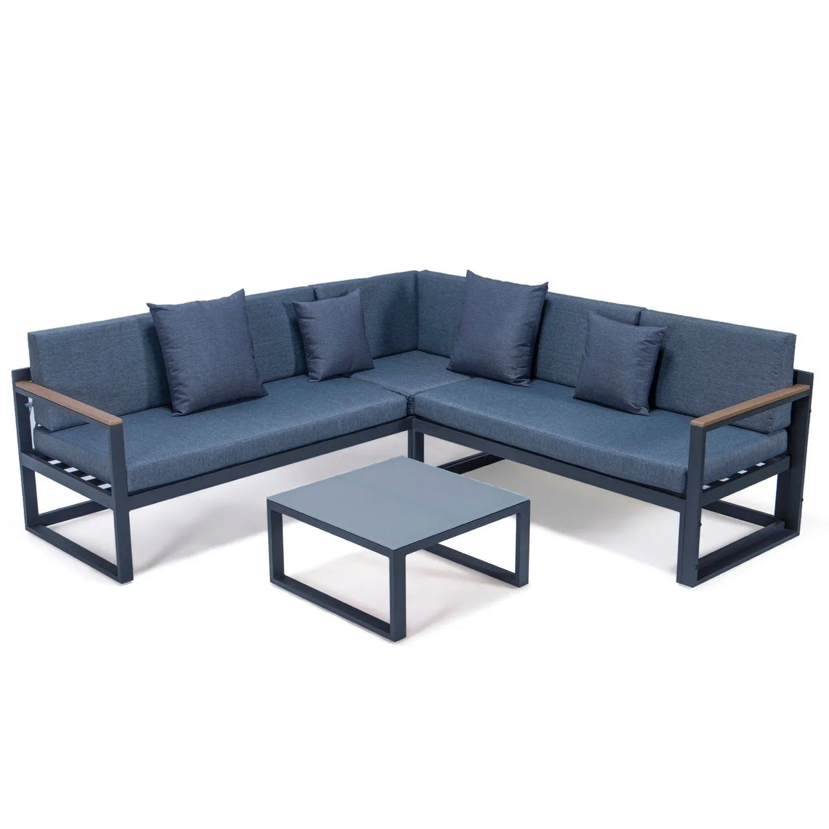 Chelsea Black Sectional With Adjustable Headrest & Coffee Table With Cushions - Elax Furniture