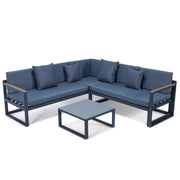 Chelsea Black Sectional With Adjustable Headrest & Coffee Table With Cushions - Elax Furniture