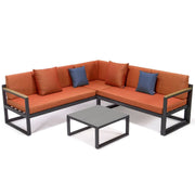 Chelsea Black Sectional With Adjustable Headrest & Coffee Table With Two Tone Cushions - Elax Furniture