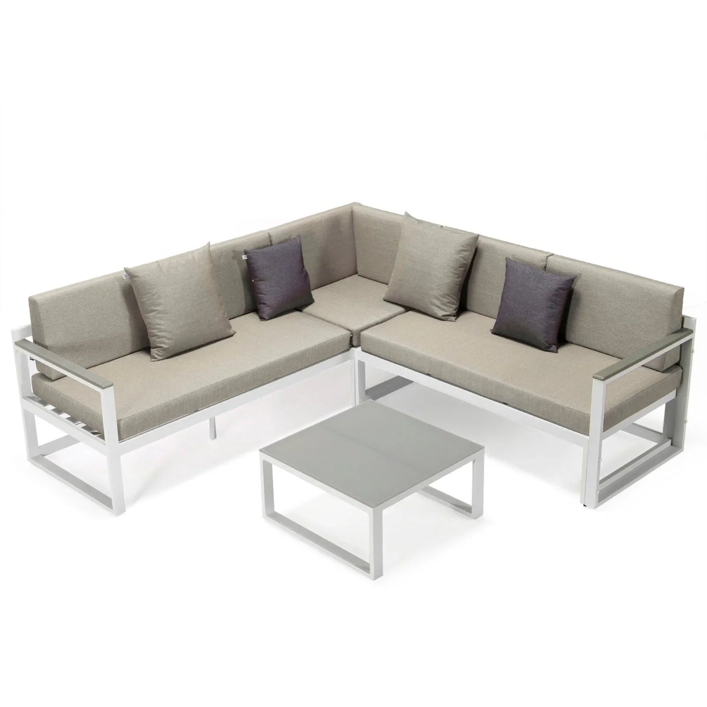 Chelsea White Sectional With Adjustable Headrest & Coffee Table With Two Tone Cushions - Elax Furniture