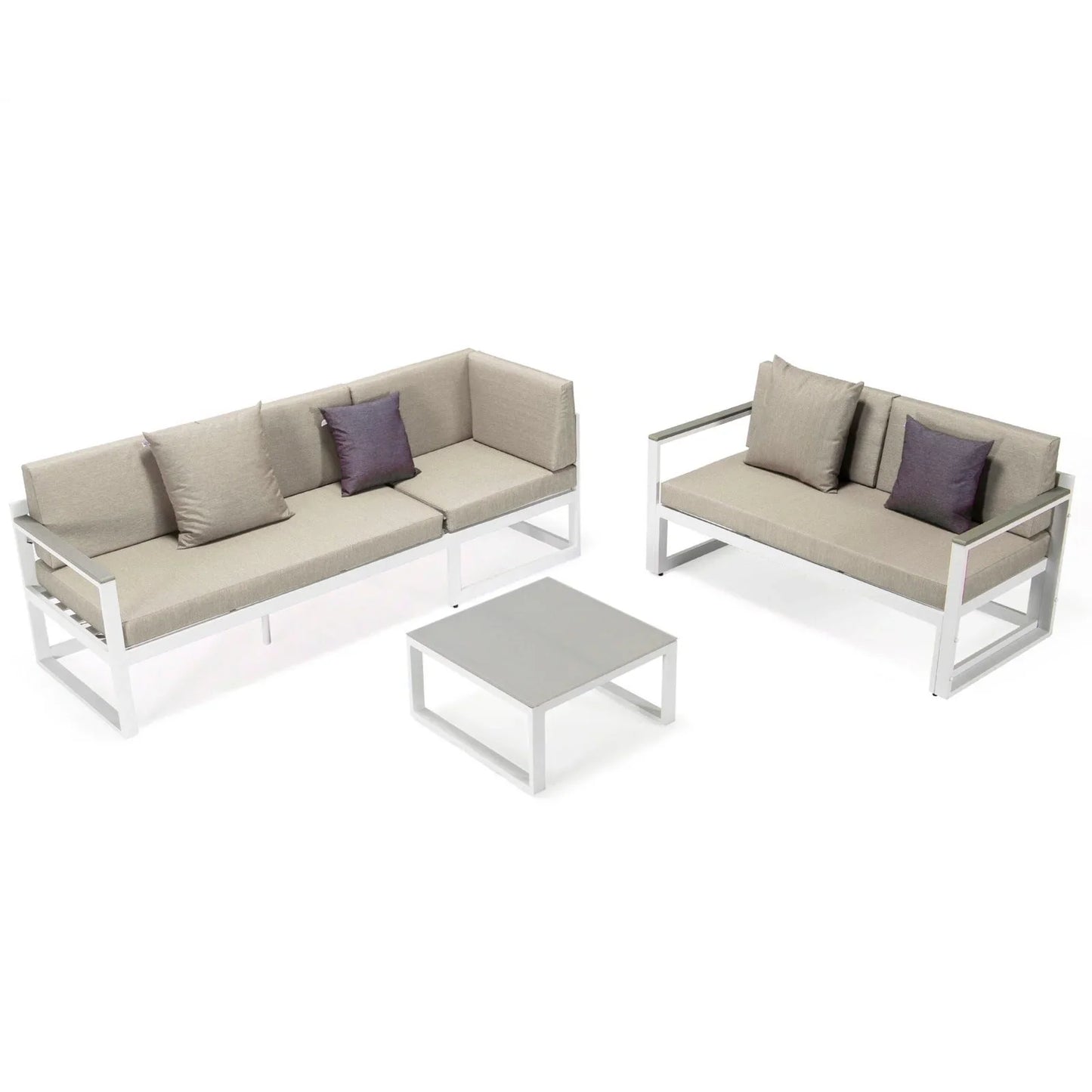 Chelsea White Sectional With Adjustable Headrest & Coffee Table With Two Tone Cushions - Elax Furniture