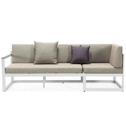 Chelsea White Sectional With Adjustable Headrest & Coffee Table With Two Tone Cushions - Elax Furniture