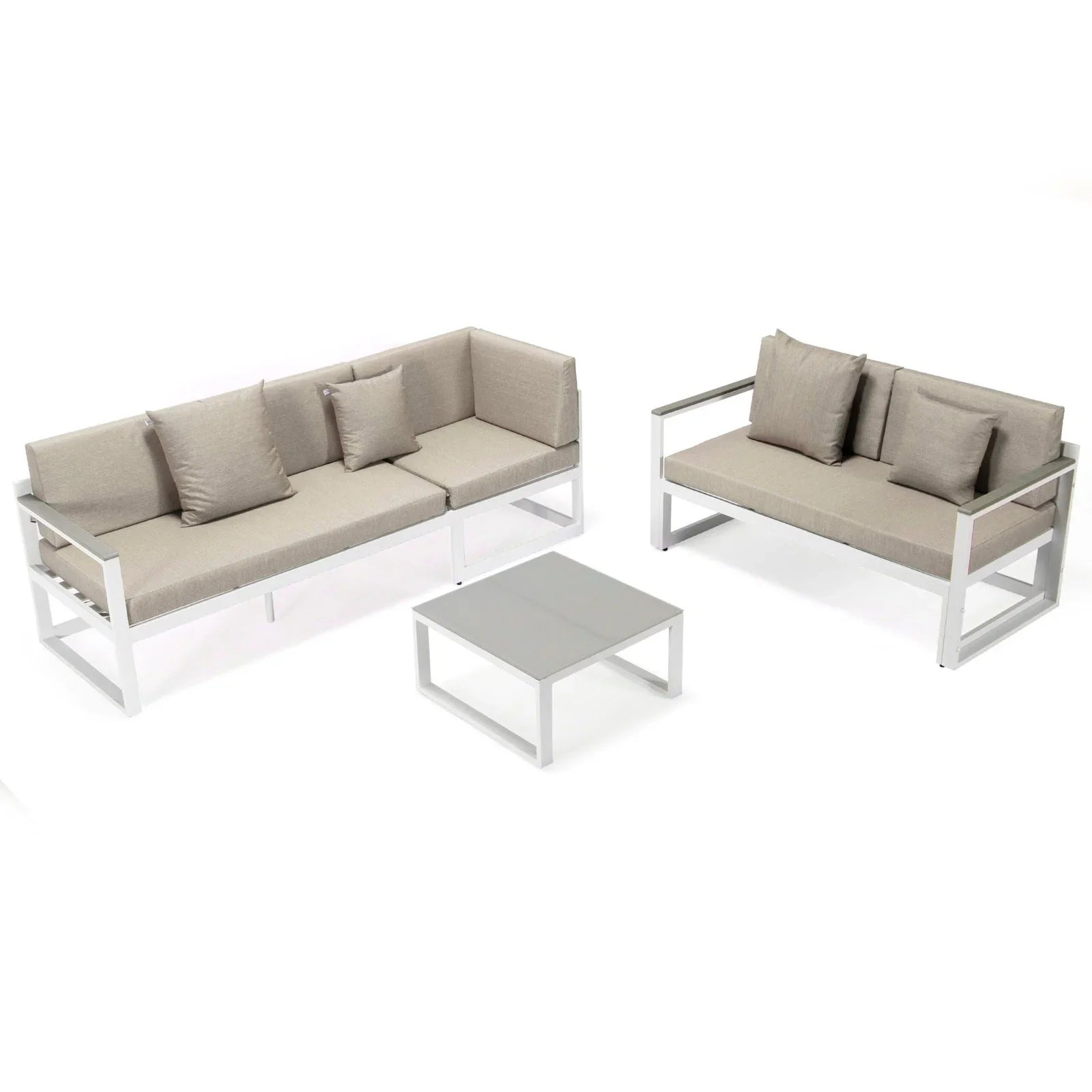 Chelsea White Sectional With Adjustable Headrest & Coffee Table With Cushions - Elax Furniture