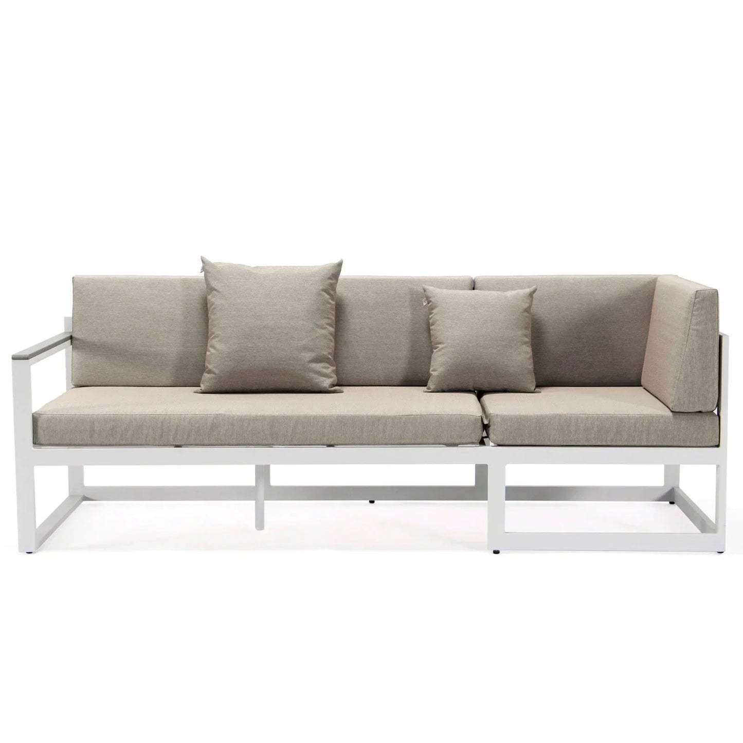 Chelsea White Sectional With Adjustable Headrest & Coffee Table With Cushions - Elax Furniture