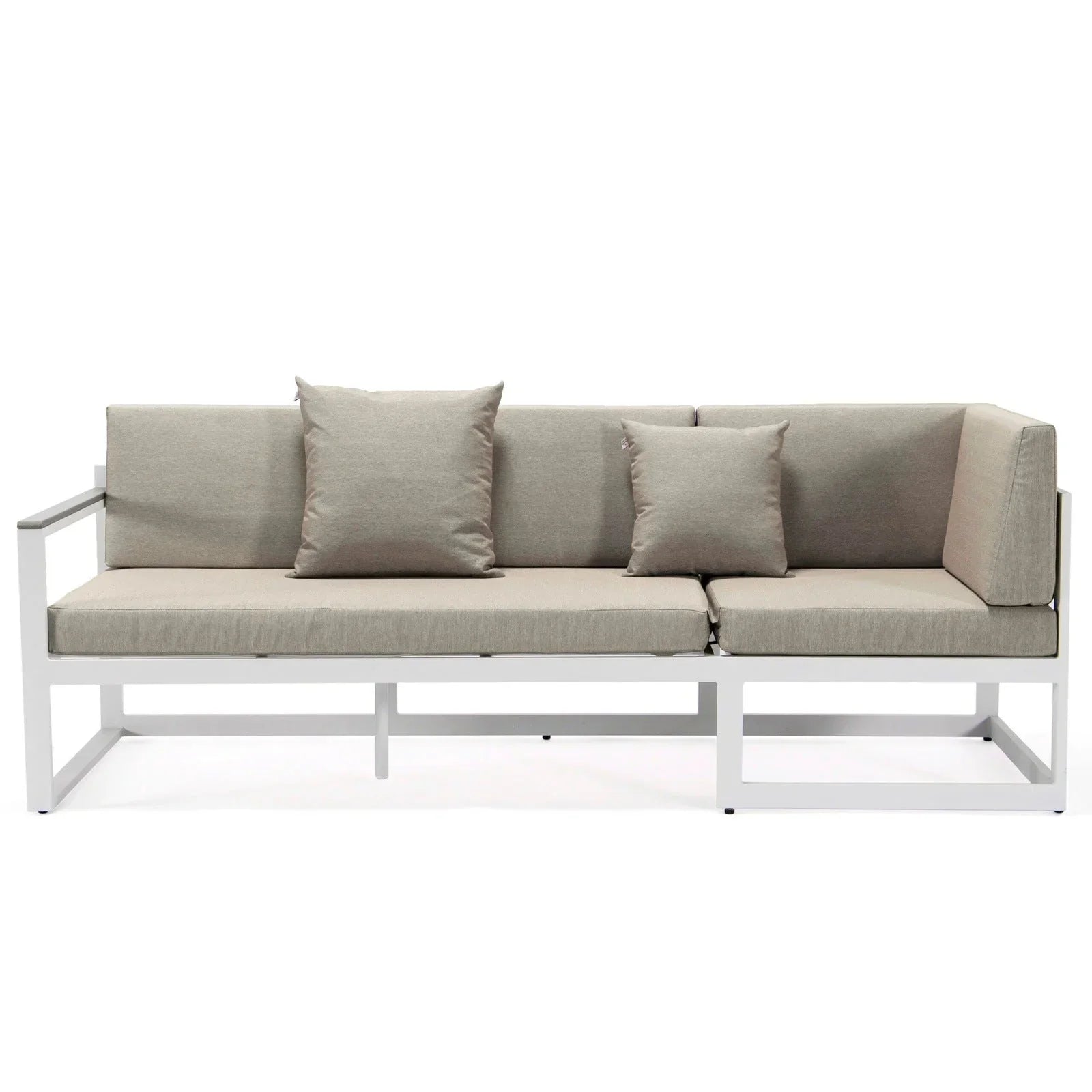 Chelsea White Sectional With Adjustable Headrest & Coffee Table With Cushions - Elax Furniture