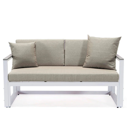 Chelsea White Sectional With Adjustable Headrest & Coffee Table With Cushions - Elax Furniture