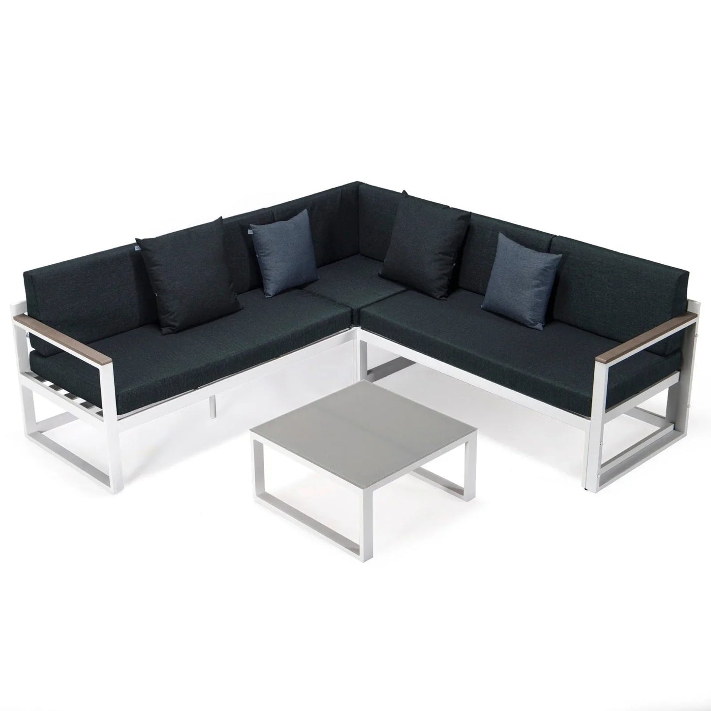 Chelsea White Sectional With Adjustable Headrest & Coffee Table With Two Tone Cushions - Elax Furniture
