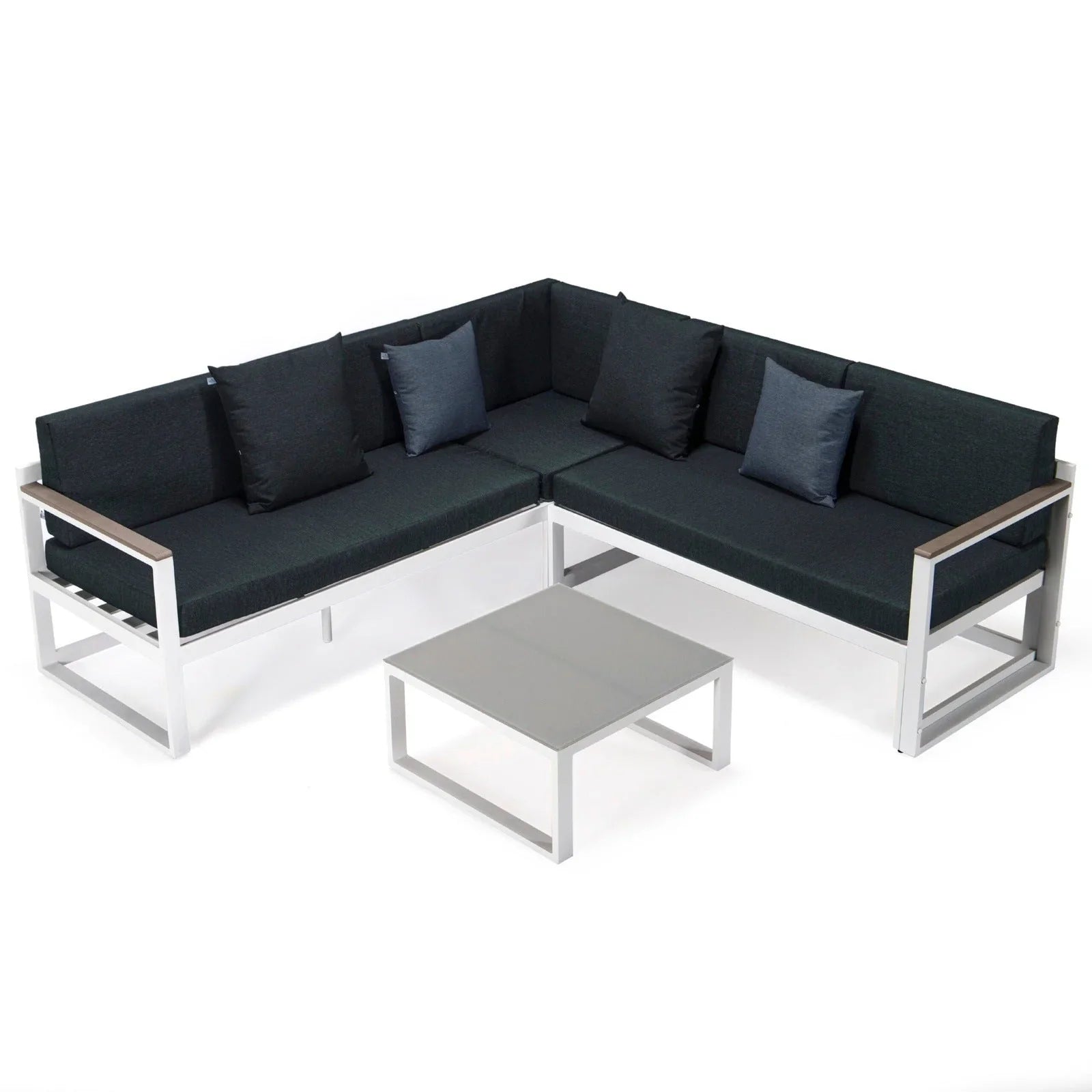 Chelsea White Sectional With Adjustable Headrest & Coffee Table With Two Tone Cushions - Elax Furniture