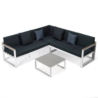Chelsea White Sectional With Adjustable Headrest & Coffee Table With Two Tone Cushions - Elax Furniture