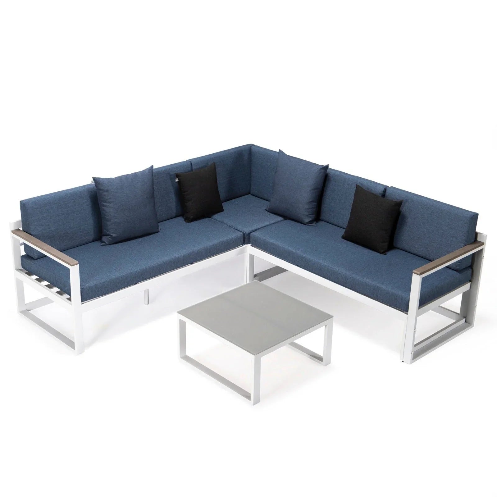 Chelsea White Sectional With Adjustable Headrest & Coffee Table With Two Tone Cushions - Elax Furniture