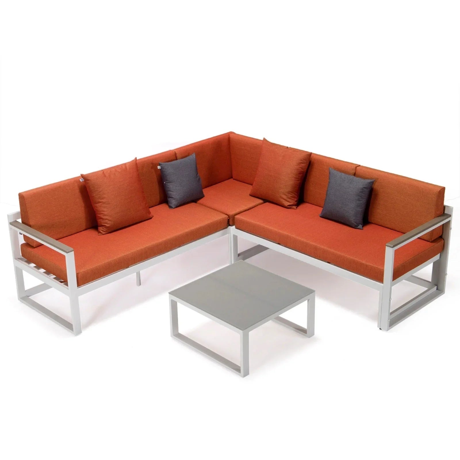 Chelsea White Sectional With Adjustable Headrest & Coffee Table With Two Tone Cushions - Elax Furniture
