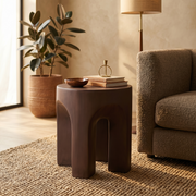 Crus Fiberstone Outdoor Side Table With Arched Base Design