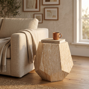 Capri Fiberstone Side/End Table Hexagonal Sculpture Design