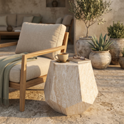 Capri Fiberstone Side/End Table Hexagonal Sculpture Design