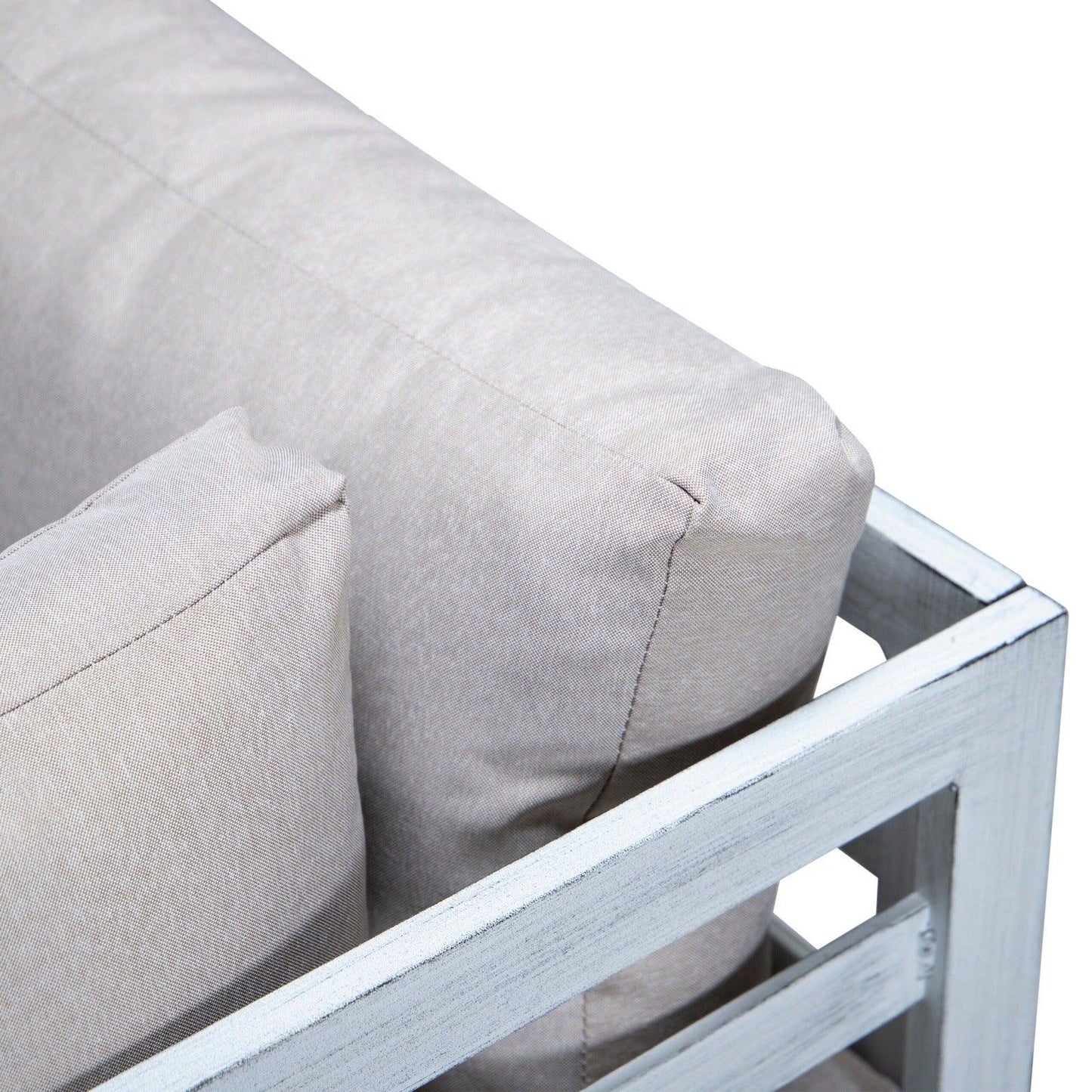 Chelsea 7-Piece Patio Sectional And Coffee Table Set In Weathered Grey Aluminum With Cushions - Elax Furniture