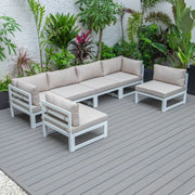 Chelsea 6-Piece Patio Sectional In White Aluminum With Cushions - Elax Furniture