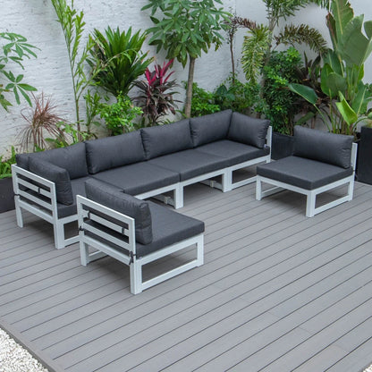 Chelsea 6-Piece Patio Sectional In White Aluminum With Cushions - Elax Furniture