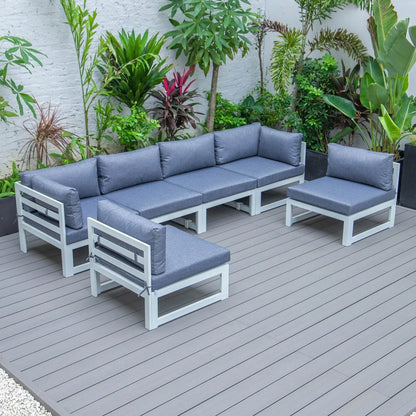 Chelsea 6-Piece Patio Sectional In White Aluminum With Cushions - Elax Furniture