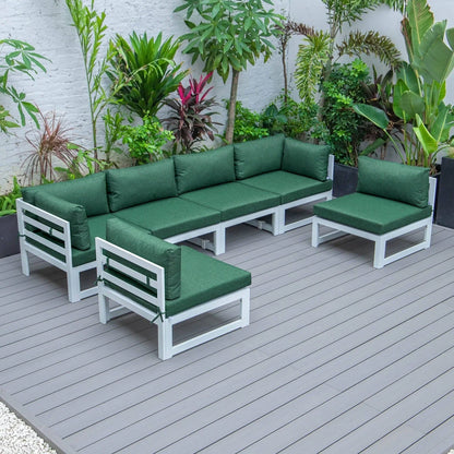 Chelsea 6-Piece Patio Sectional In White Aluminum With Cushions - Elax Furniture