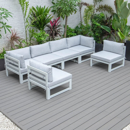 Chelsea 6-Piece Patio Sectional In White Aluminum With Cushions - Elax Furniture